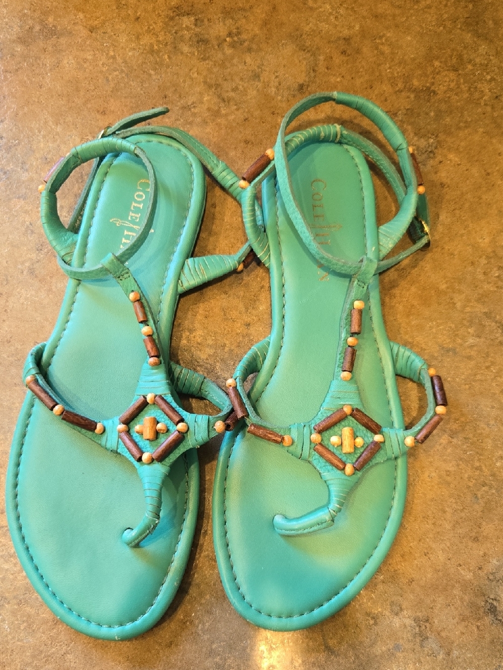 NWOT Cole Haan Green Larissa Sandals Size 8 - Picture 2 of 7